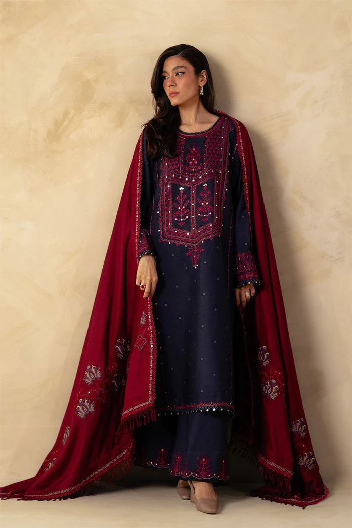 ZARA SHAH JAHAN - 3PC DHANAK EMBROIDERED RA-108W